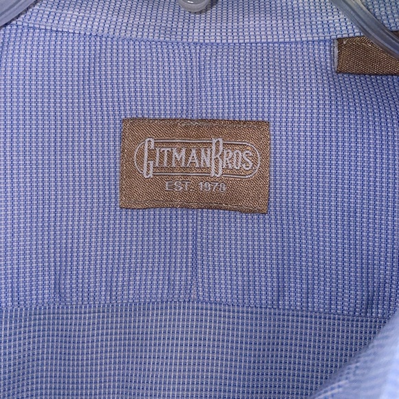 EUC Gitman Bros. Size 16.5 33 Button Front Long Sleeve Dress Shirt Blue  Sharp!! - Picture 3 of 8